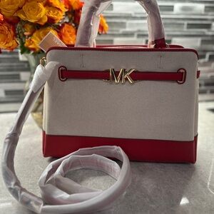 Michael Kors Red and Cream Satchel
